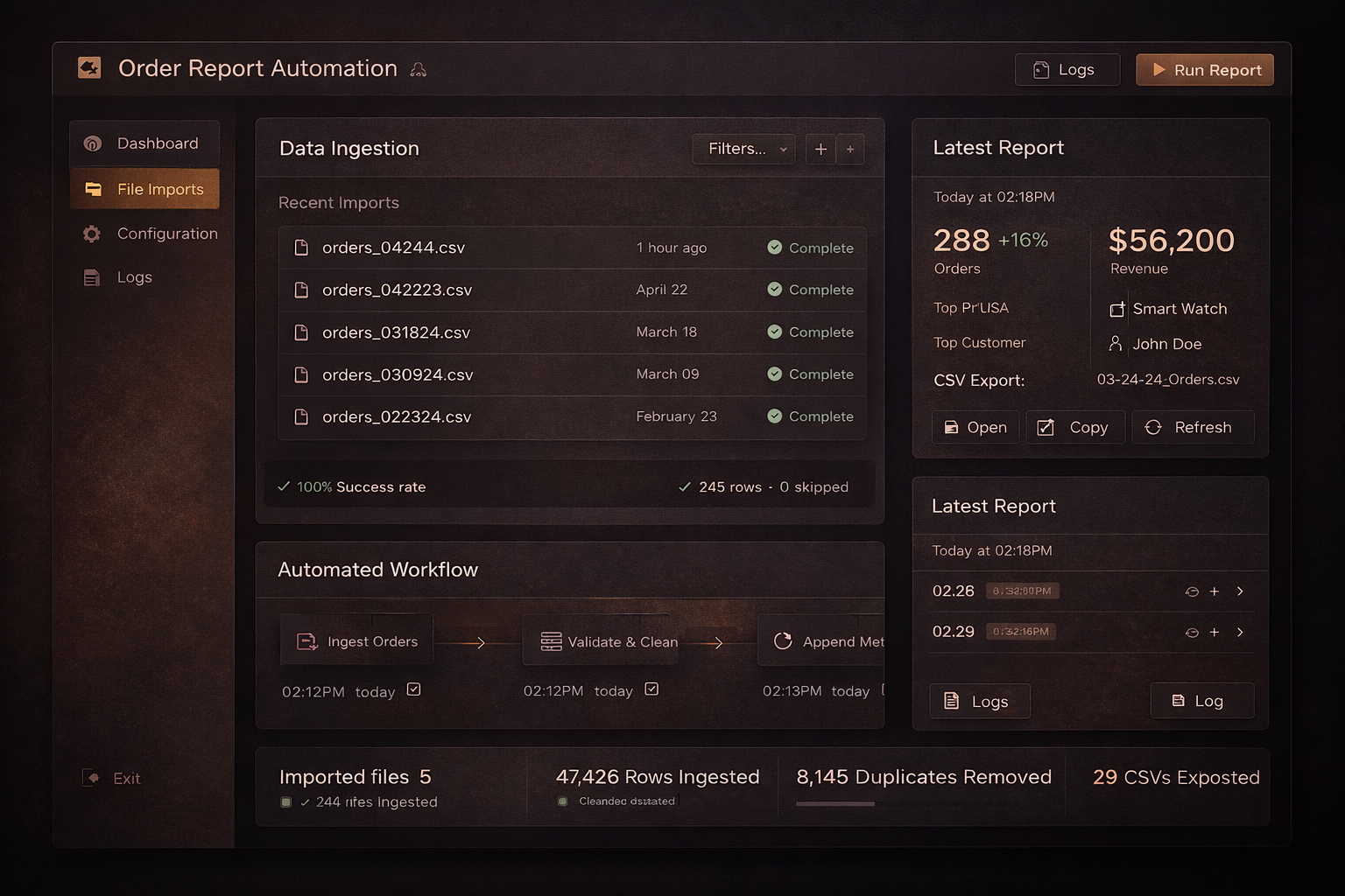 Automation report preview
