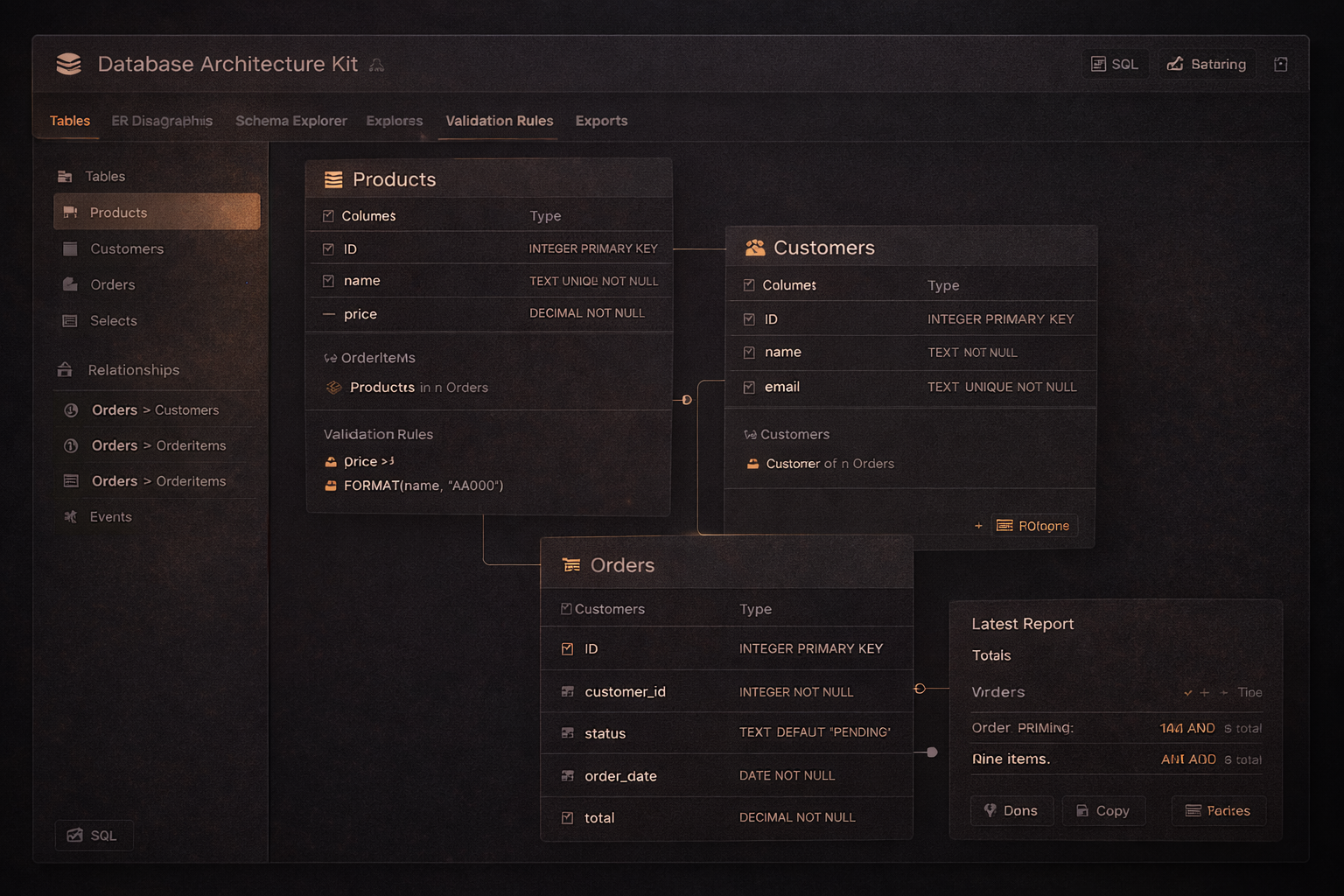 Database schema preview