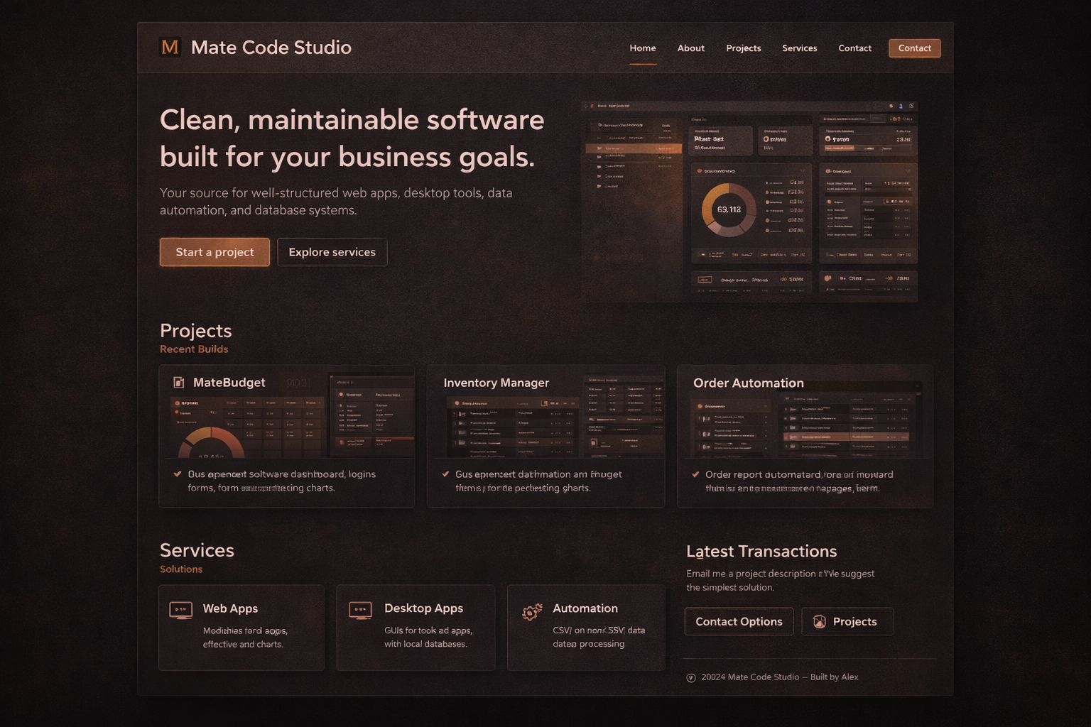 Portfolio site preview