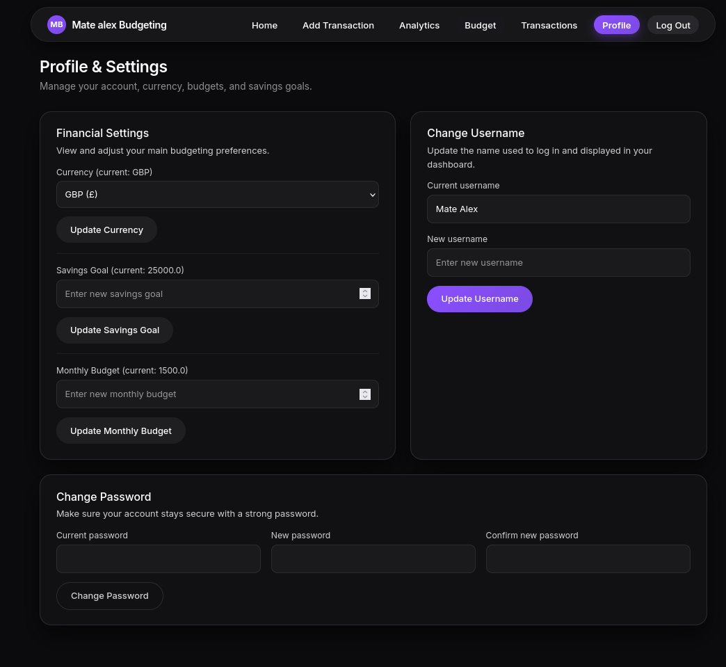 Budgeting App accounts screenshot