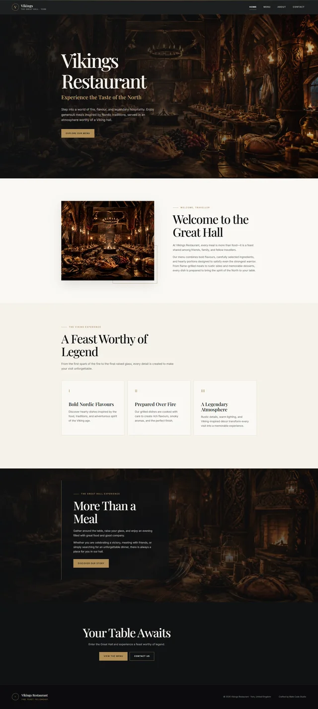 Viking Restaurant website homepage