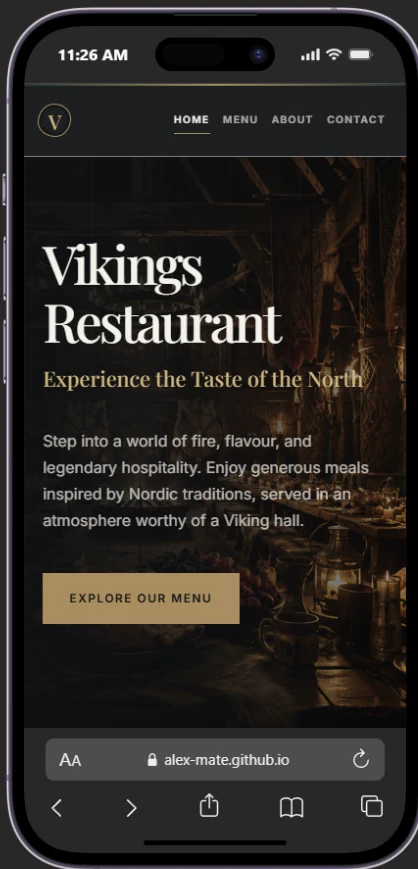 Viking Restaurant mobile homepage