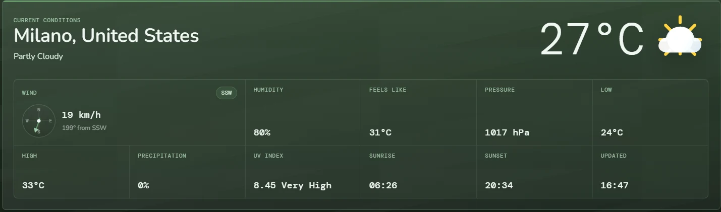 WeatherFlow detailed weather information and forecast cards